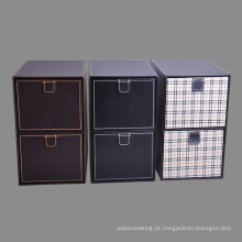 Caixas de armazenamento de couro de couro de alta qualidade com 2 gavetas de takeouts